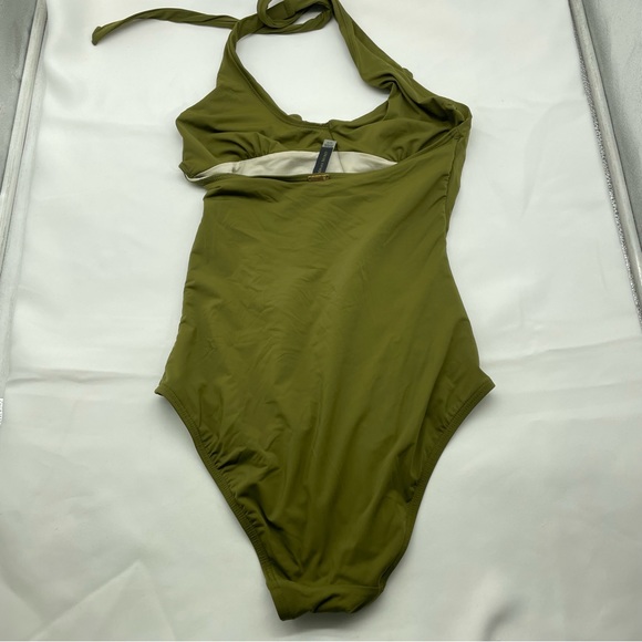 XS Victoria's Secret One Piece Halter Swimsuit Extra Small Olive Green - Picture 4 of 9